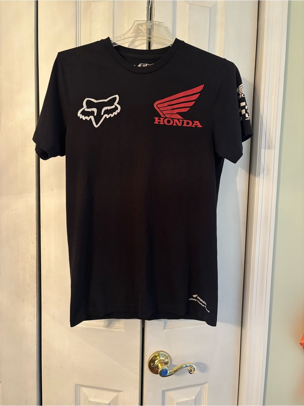 Honda Black Fox Racing T-Shirt with Red Logo-Adult Small